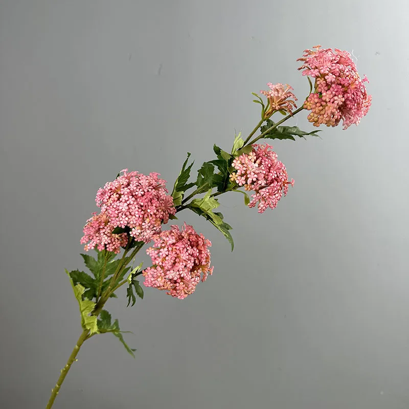 4/5 Stück Künstliche 6-köpfige Holz-Hortensienzweige, Kunstblumen aus Plastik, Rosa Schneeball-Simulationsblumen für Hochzeits- und Hallendekoration – Detail 16