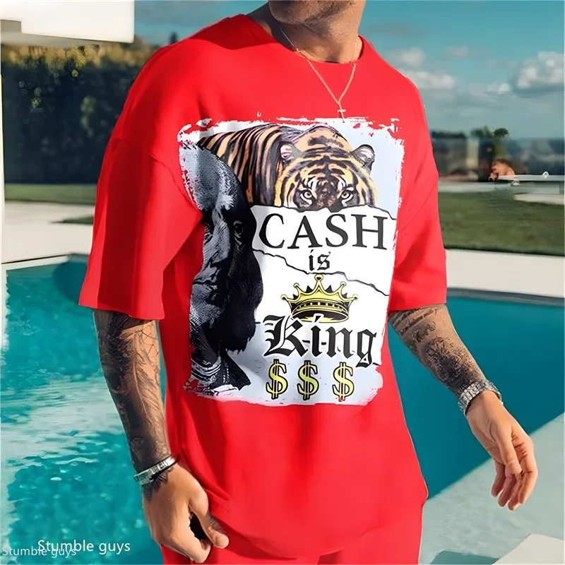 Angesagtes Herren-Sommer-T-Shirt in Übergröße, Anime-Inspiriert, Locker Geschnitten, Kurzärmlig, Atmungsaktives Material, Oversized Jersey-Oberteil