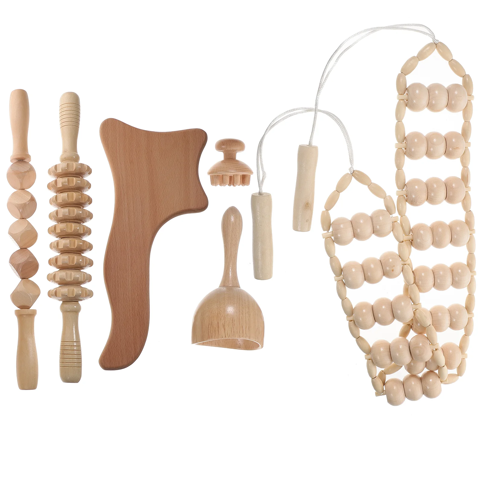 6 Pcs Massage Roller Tools Wooden Therapy Lymph Massager Back for Body Shaping Sculpting Baby