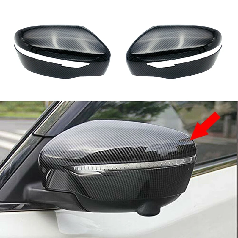 Carbon Fiber Rearview Mirror Cover + Exterior Outside Door Handle Cover Trim For Nissan Rogue TIIDA X-TRAIL Maxima Kicks