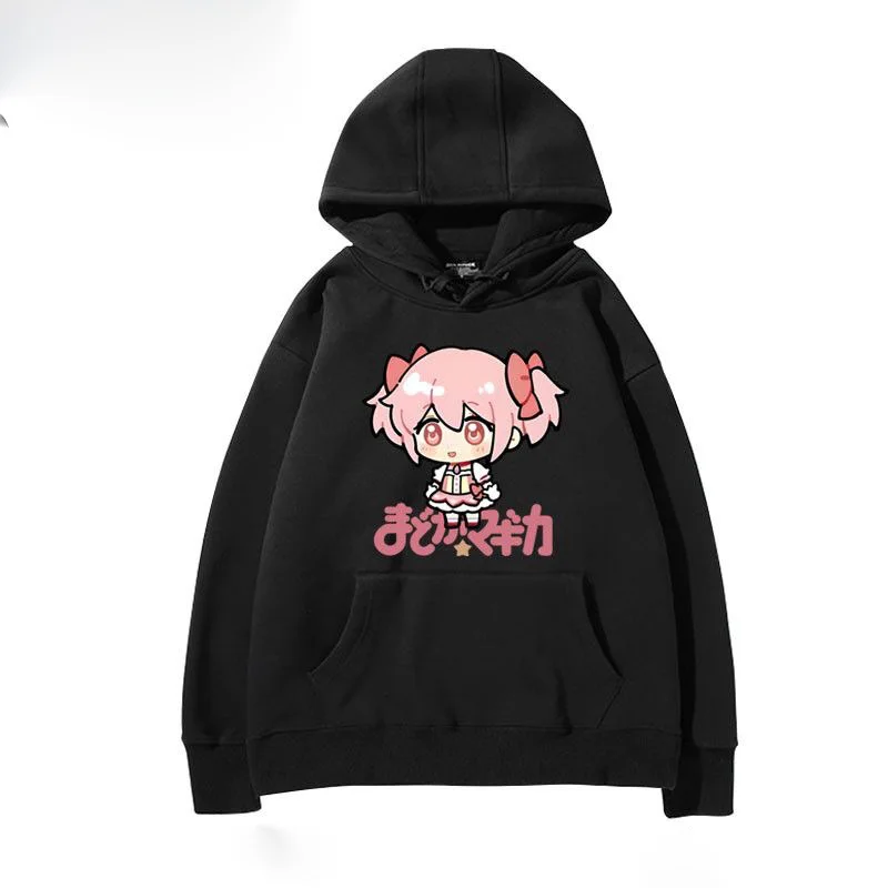 Madoka Magica Chibi Hoodie Pullover Sweatshirt Unisex Japanisches Anime Harajuku Streetwear Locker Lässig Otaku Alltags-Oberbekleidung Tops – Detail 2