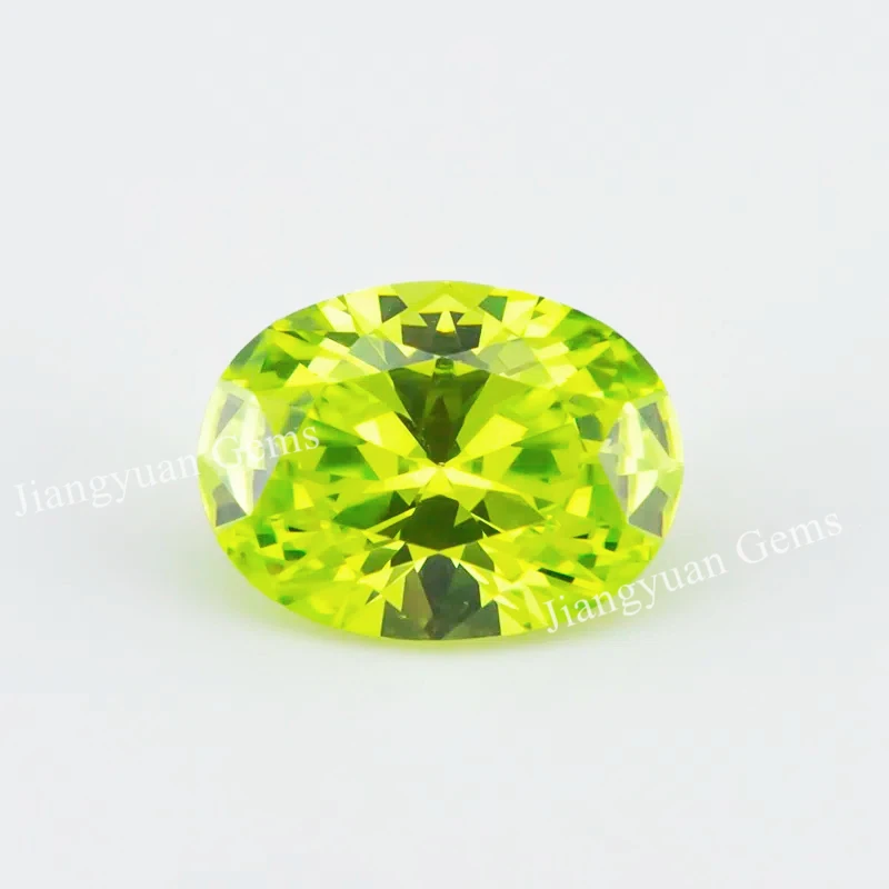 Größe 3x5mm~10x12mm 5A Zirkon Ovaler Schliff Apfelgrüner Kubischer Zirkonia Stein Loser CZ Synthetischer Edelstein für Schmuckherstellung – Detail 1
