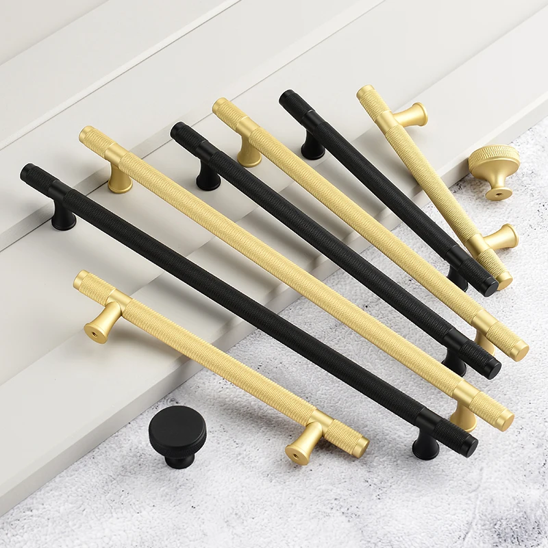 Cabinet doors wardrobe black long handles drawer gold round-bar small pull handle patterned Nordic style extended by 300mm