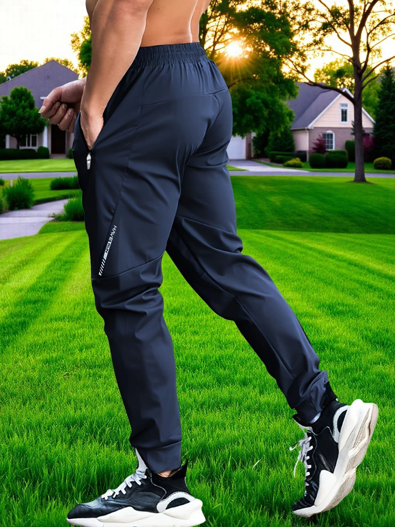 Sommerliche Outdoor-Hose aus Eisseide für Herren, dünne Freizeithose im koreanischen Stil, schnelltrocknend, elastische Beinpartie, eng anliegende Sporthose für Herren – Detail 19