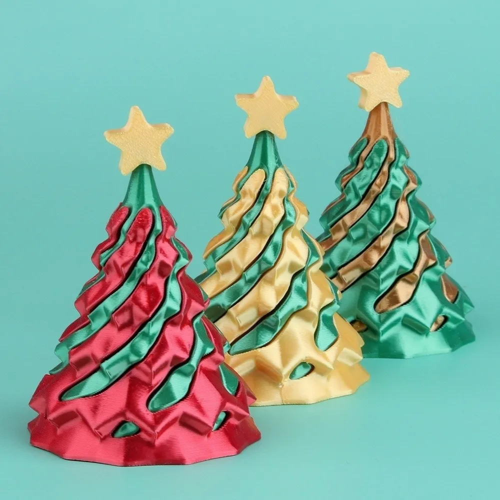 Creative 3D Printed Christmas Tree Spiral Swirl Cone Reduce Pressure Pyramid Shape Dual Color Fidget Desktop Decoration