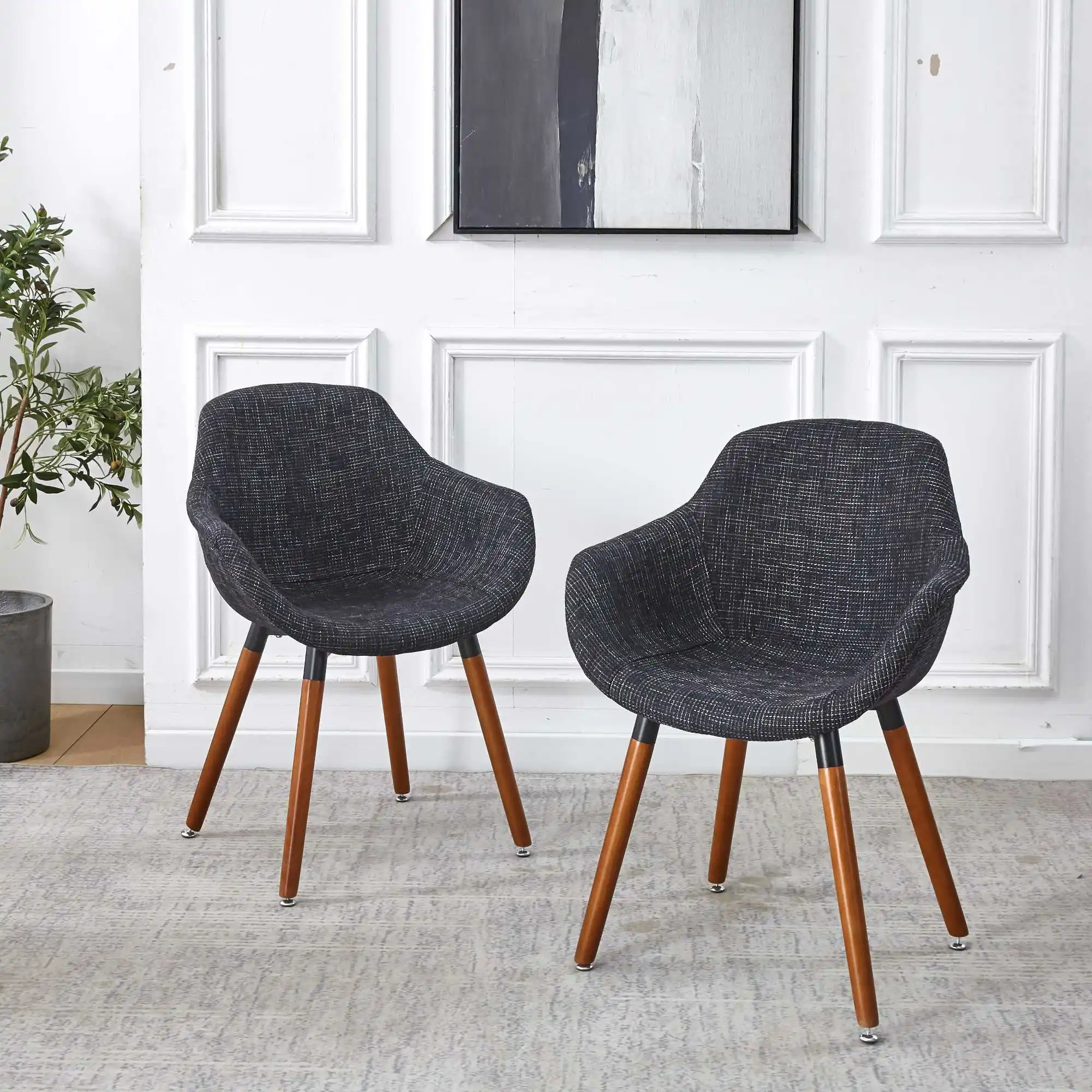 Modern furniture high quality velvet Furniture black fashion dining chair wooden Leg for living room furniture