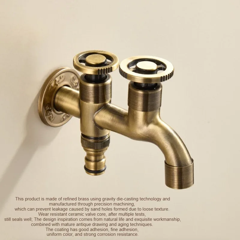 Retro mop pool faucet, outdoor antique style single cooling faucet, washing machine 4-point faucet, wall mounted faucet