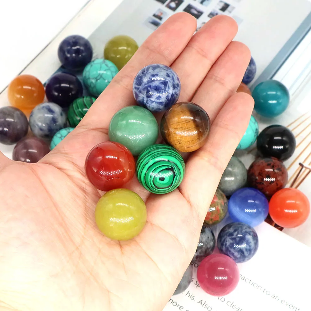 20mm Mini Sphere Natural Stone Ball Healing Crystal Quartz Amethyst Gemstone Round Beads Mineral Specimen DIY Bracelet Necklaces