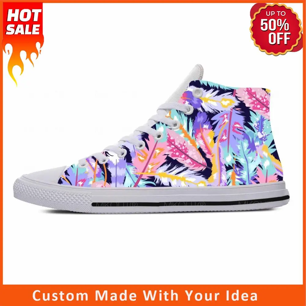 Animal Bird Feather Feathers Pattern Aesthetic Casual Cloth Shoes High Top Comfortable Breathable 3D Print Men Women Sneakers