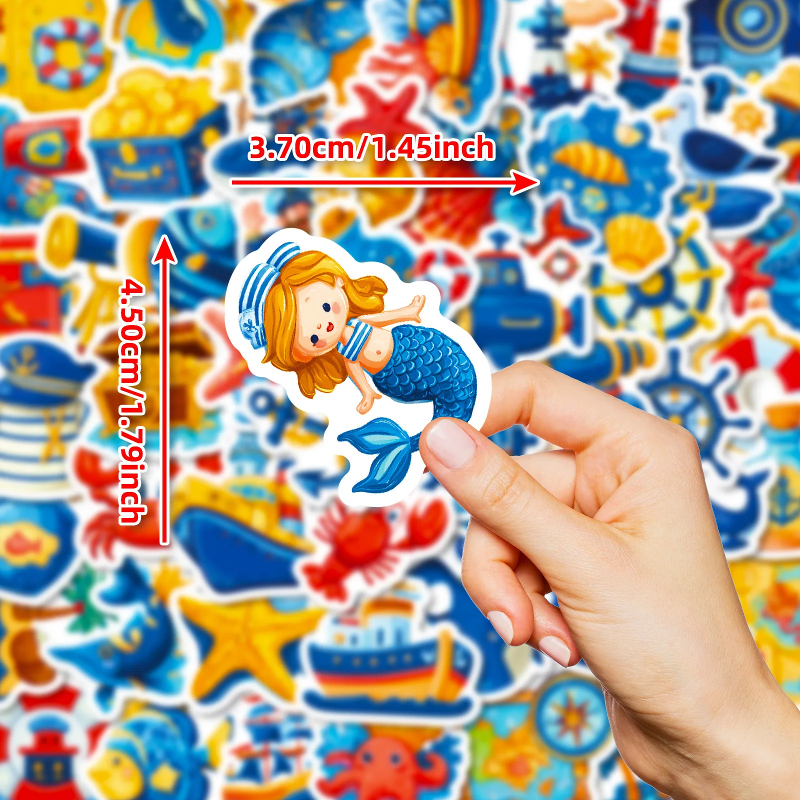 56 Uds. Pegatinas divertidas de dibujos animados de navegación, Graffiti de vida marina, decoración de capitán marinero, juguetes DIY para niños, calcomanías para ordenador portátil, guitarra y bicicleta