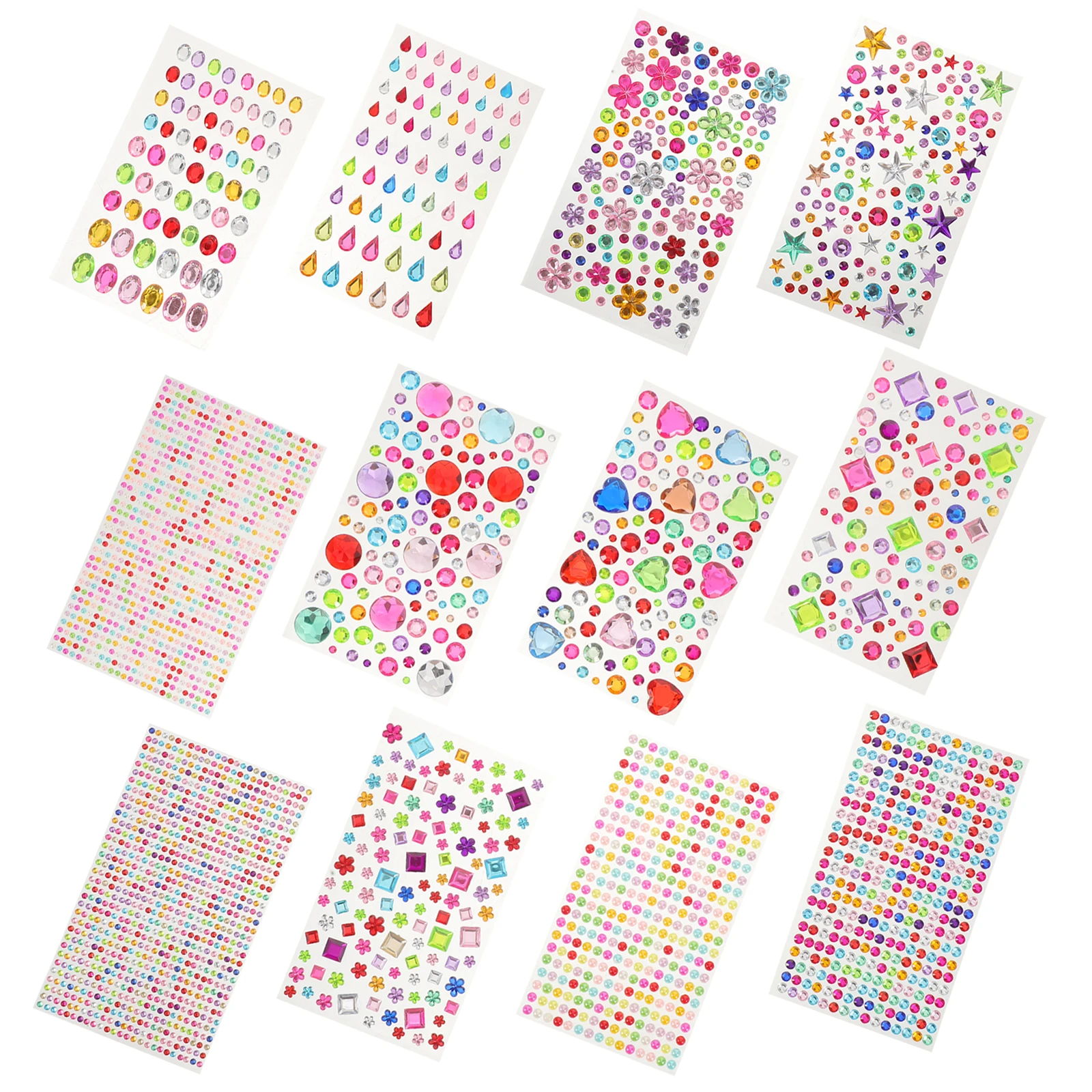 

Decorative Gemstone Sticker Sheets Rhinestone Embellishments Adhesive Crystal Patch for Party Wedding Crafts