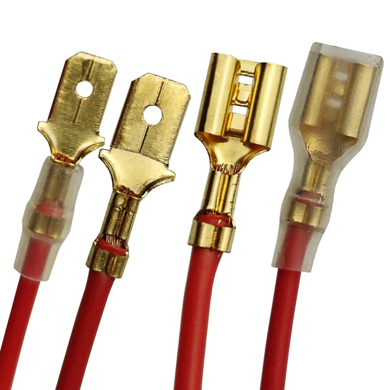100PCS 2.8mm 4.8mm 6.3mm Insulated Spade Wire Connectors Female & Male Crimp Terminal Set Electrical Cable Crimp Terminal
