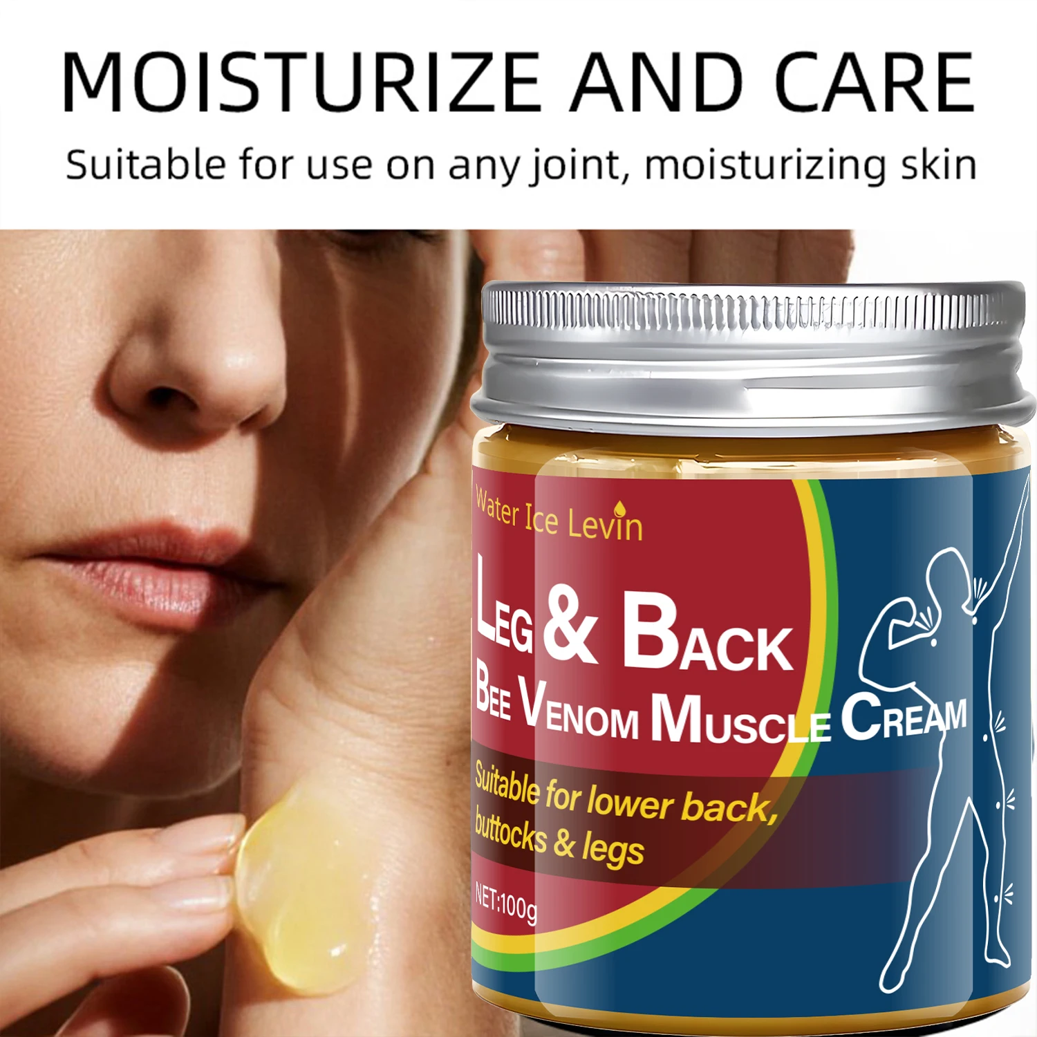 Leg & Back Bee Venom Muscle Cream for Lower Back, Buttocks & Legs - Moisturizing, Protective Formula for Elastic Skin.