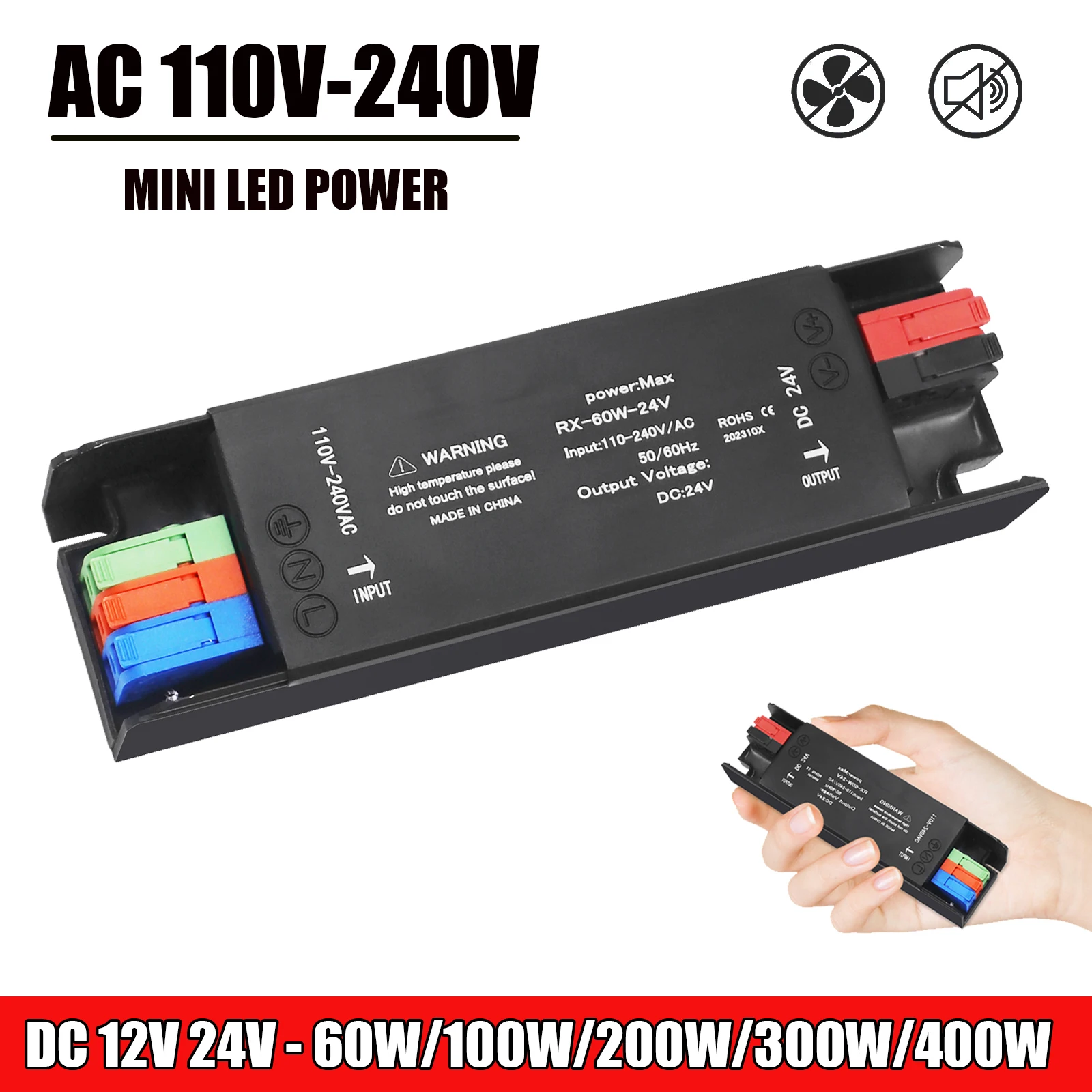 

MINI LED Driver Lighting Transformers AC110-240V To DC 12V/24V 60W/100W/200W/300W/400W Power Adapter Use For LED Strip