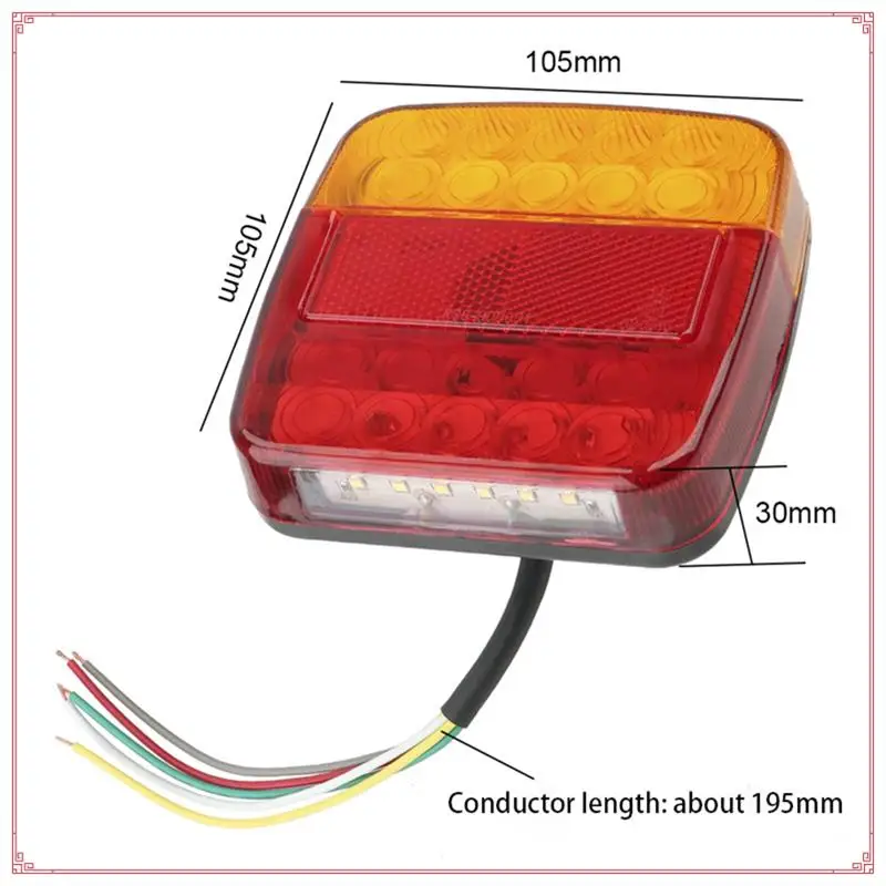 سحب الضوء الخلفي ل RV ATV دراجة نارية 2 قطعة 12 فولت 26LED مقاوم للماء سيارة الذيل ضوء مصباح مكبح وقف لوحة ترخيص عاكس #6