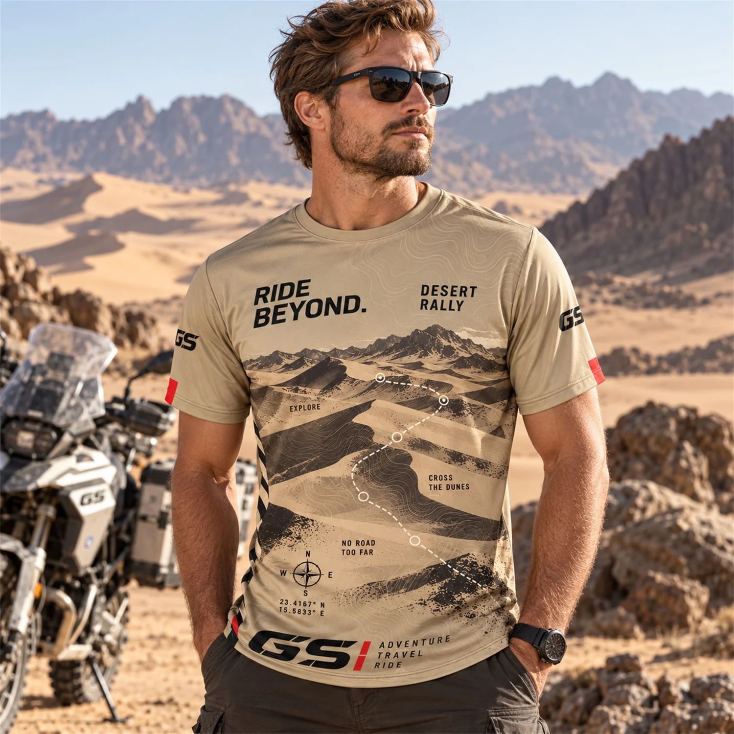Outdoor Sports Adventure - Kaos Pria Lengan Pendek Kerah Bulat