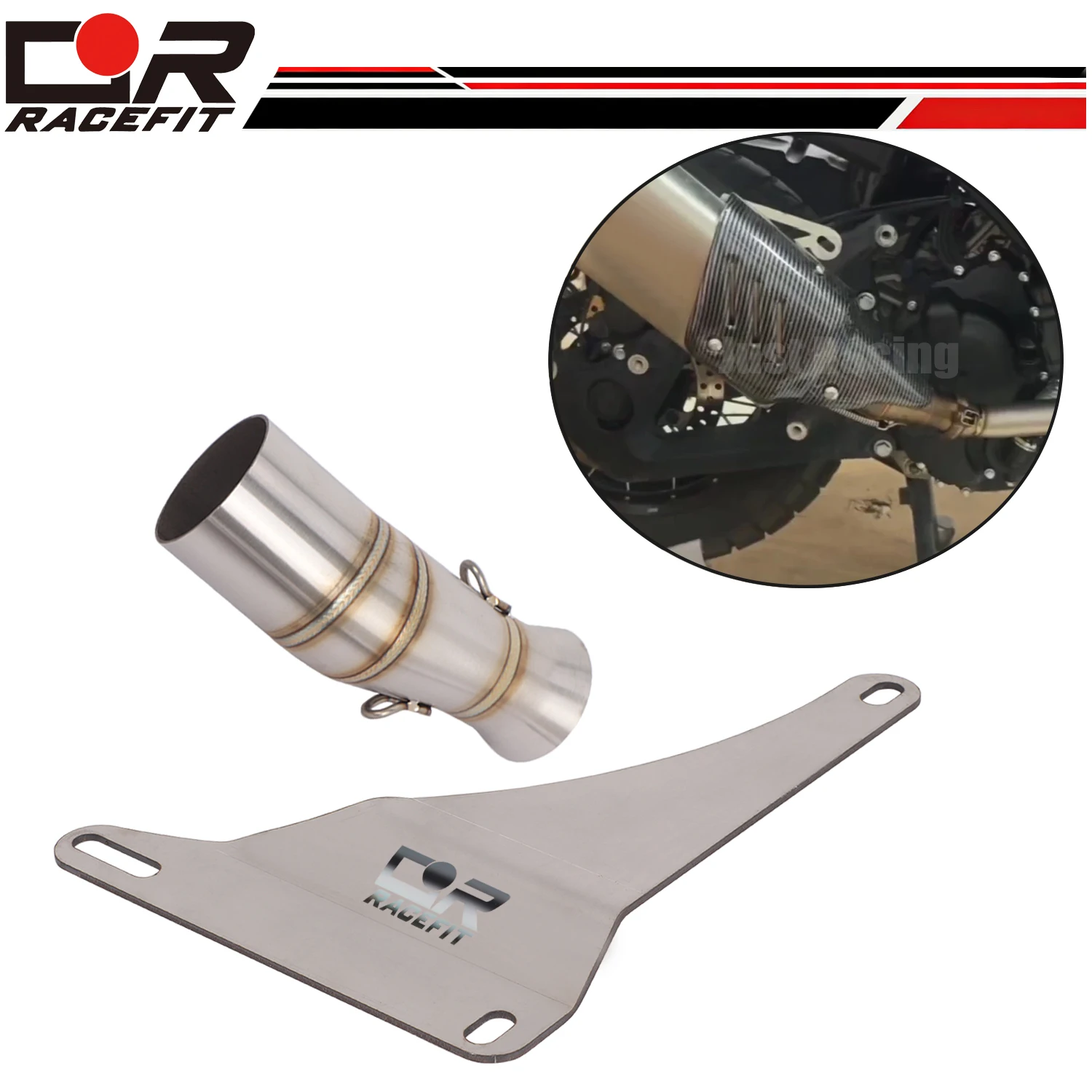 For ZONTES 368 368G 368E 368K Stainless Exhaust Slip On Mid Link Pipe 51mm
