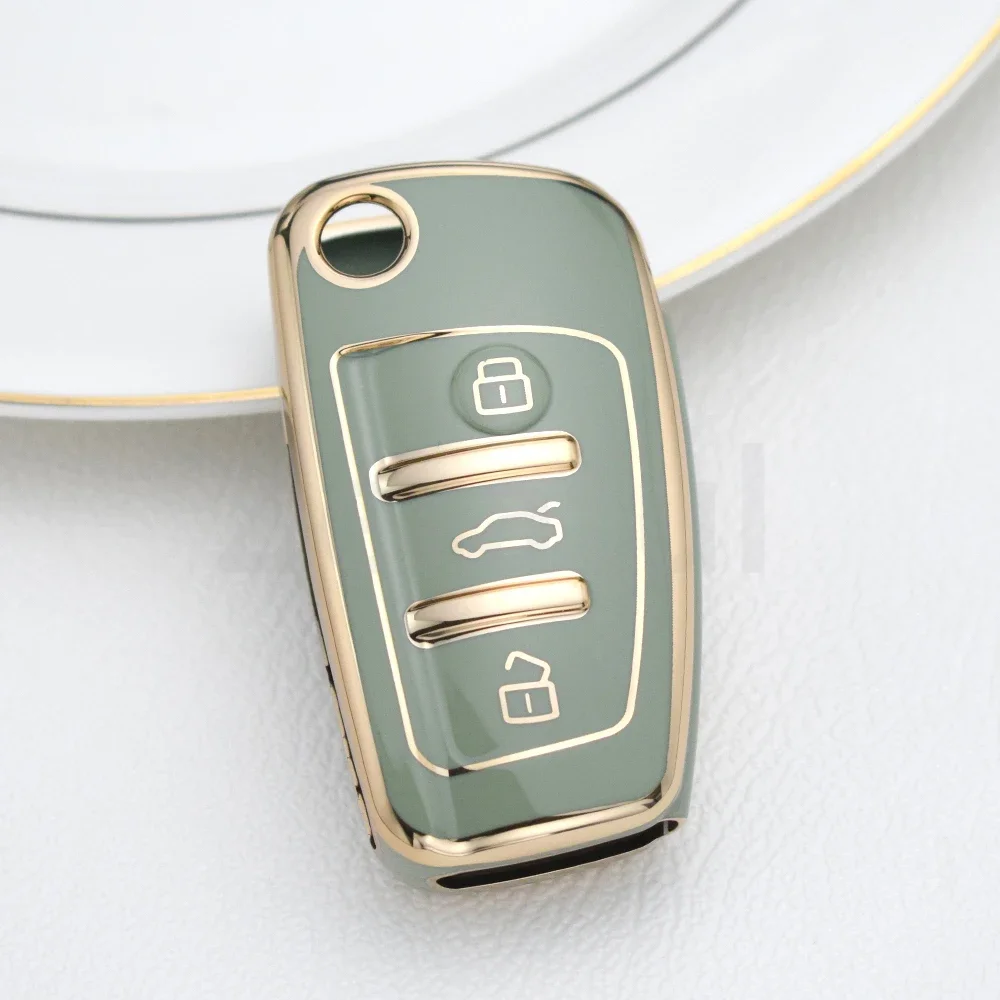 حافظة مفاتيح قابلة للطي من البولي يوريثان غطاء حقيبة لأودي A3 A4 A5 A6 A7 Q3 Q5 S6 B6 B7 B8 C6 8P 8V 8L TT RS ملحقات حماية السيارة