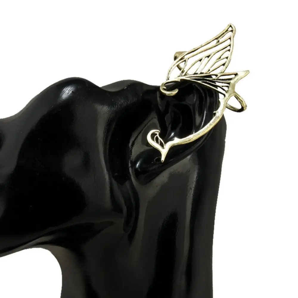 Retro Antique Gold Color Elf Ear Clip Alloy Ear Hook Single Side Earrings Jewelry Accessories Korean Style Ear Cuff Girls Gift