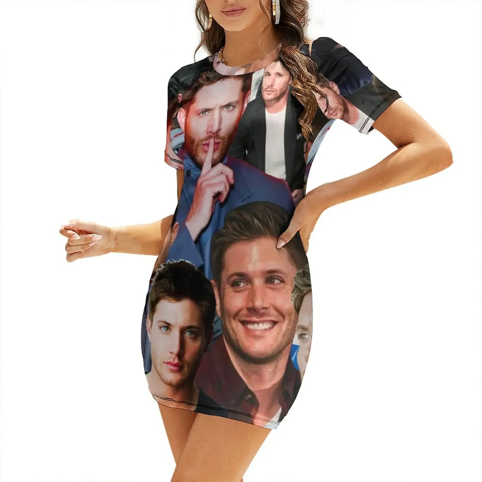 Jensen Ackles Photo Collage Short-Sleeved Dress Clothing Bridesmaid dress woman