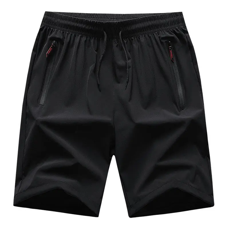 Calção esportivo fino de seda e gelo masculino, calça de cinco pontos, larga, tamanho grande, com secagem rápida, calça de praia masculina, lazer, verão