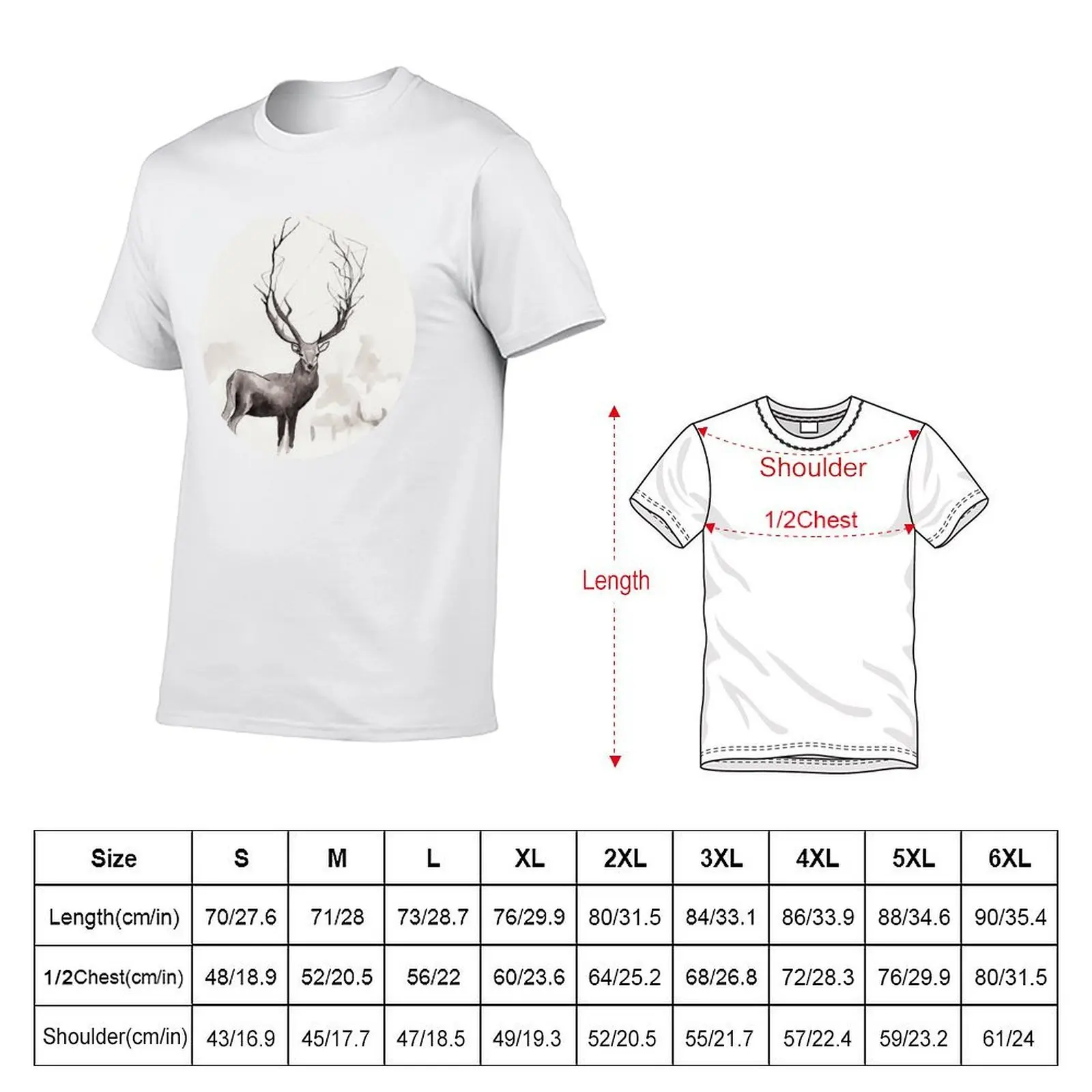 Art Illustration - Deer in the fog T-Shirt t shirts for man cotton soft man t shirts high quality luxury brand T-Shirt