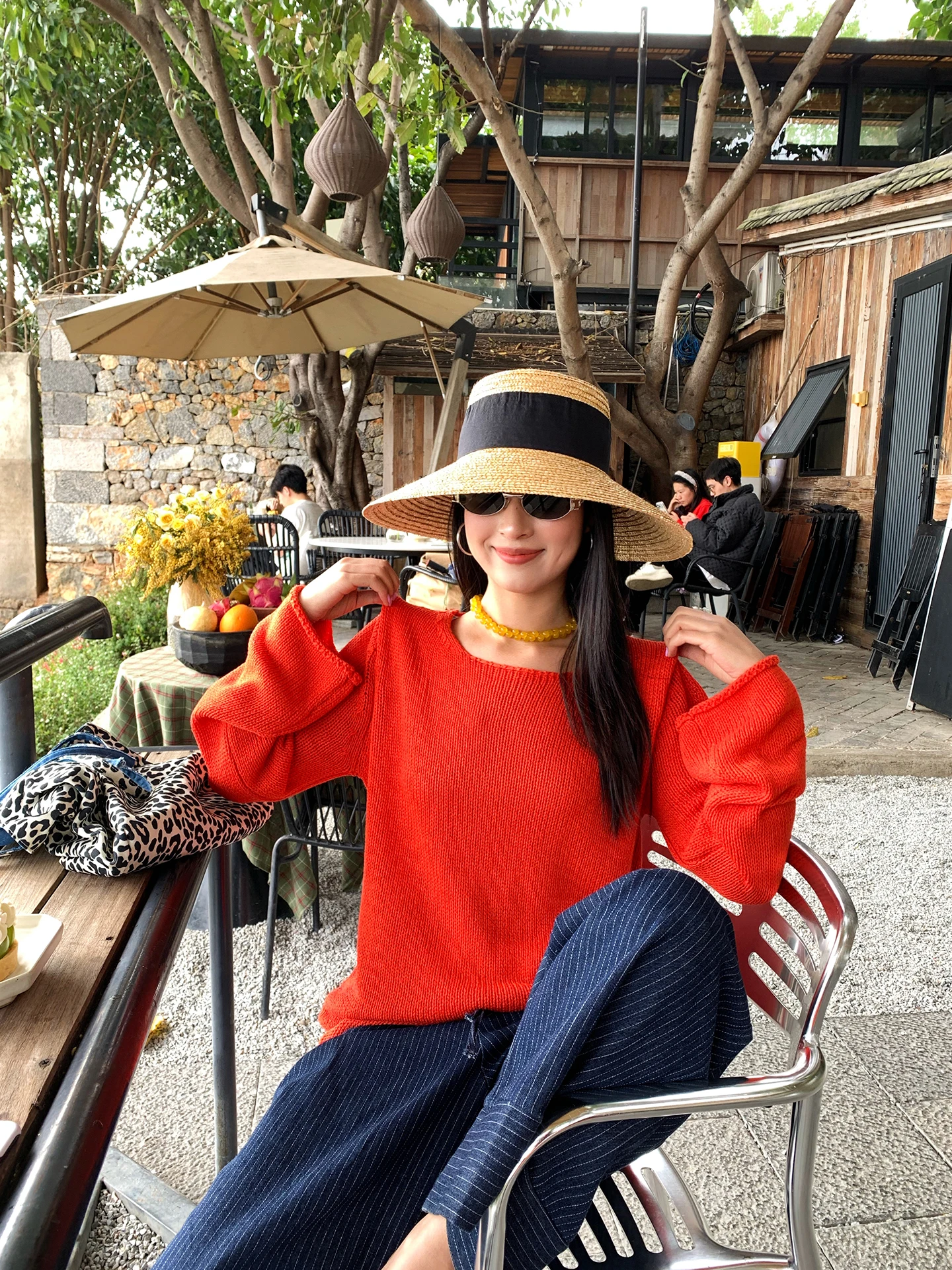 

Early Spring Fashionable Orange Knitted Sweater Women's Loose Style Casual Wear Comfortable Medium Weight Long Sleeve Knitwear