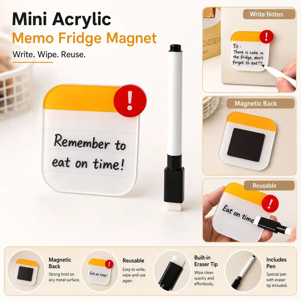 Fridge Memo Magnet Magnetic Memo Board Reusable Erasable Dry Erase Note Board Protective Film Magnetic Backing