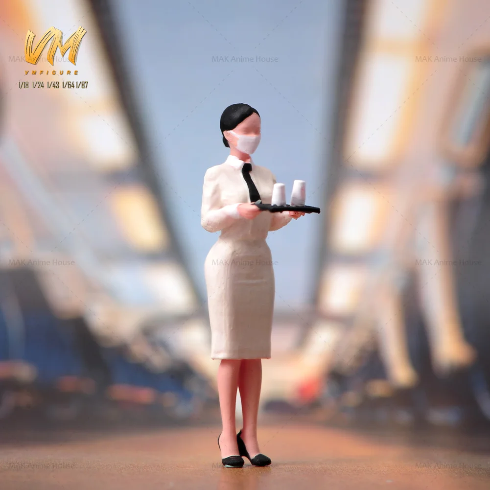 Figuras en miniatura 1/87 1/64 1/43 1/24 1/18, azafata coreana, servicio elegante, modelo femenino de agua, accesorios de escena creativos, juguete