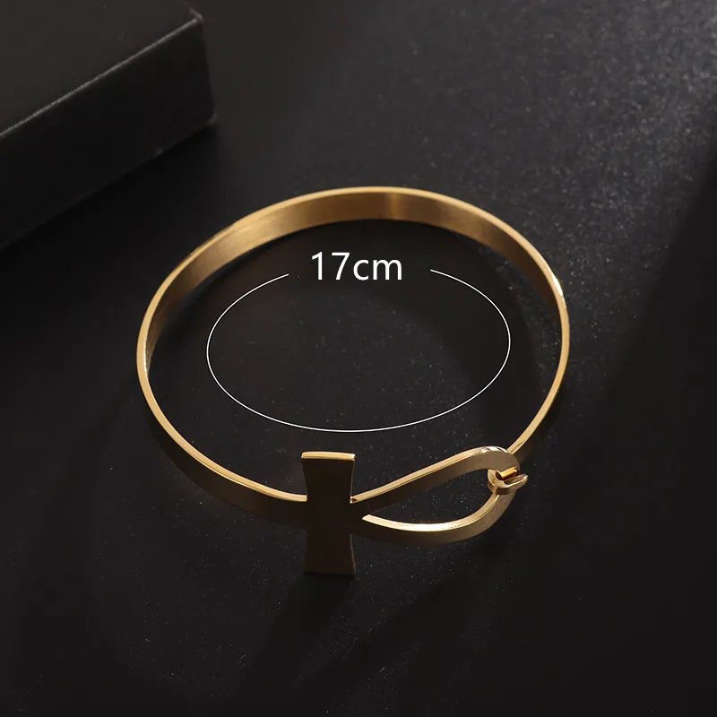 กำไลข้อมือกางเขนแบบวินเทจสัญลักษณ์อียิปต์โบราณเครื่องประดับทางศาสนาสำหรับผู้ชายและผู้หญิง