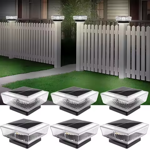 Outdoor Solar Post Cap Lights 2 Modes LED Deck Fence Post Light Waterproof Solar Powered Lighting Outside Wooden Vinyl for Decor