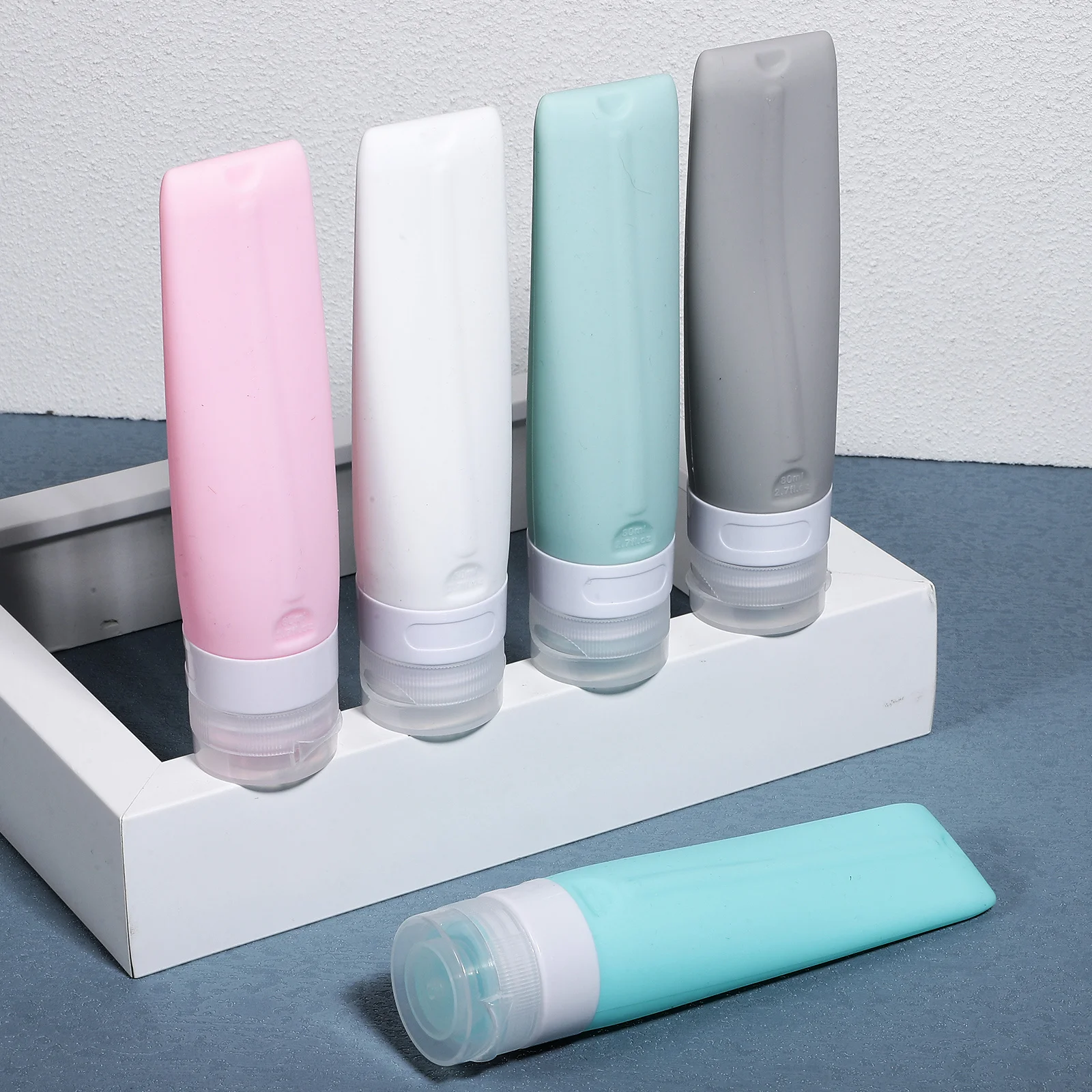 

5Pcs Silicone Travel Bottles Leakproof Wide Mouth Refillable Containers for Shampoo Lotion Body Wash Toiletry Set