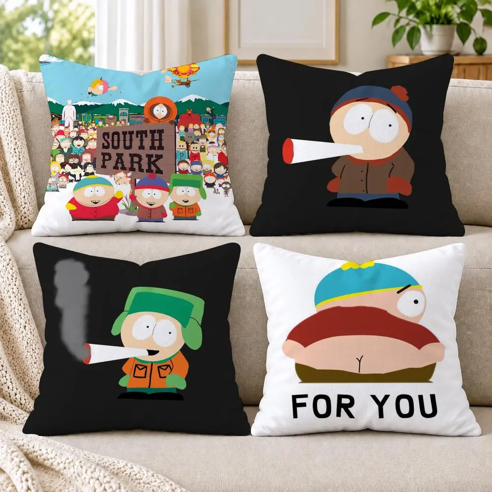 Hot Funny Anime S_Souths P_Park Cushion Cover Short Plush Double-Sided Printing Sofa Bedroom Pillow Case Aesthetic Home Decor