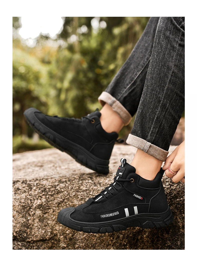 

Men Casual Shoes Autumn New Outdoor Sports Non-slip Hiking Comfortable Work Safety Shoes Fashionable Thick-soled High-Top Boots
