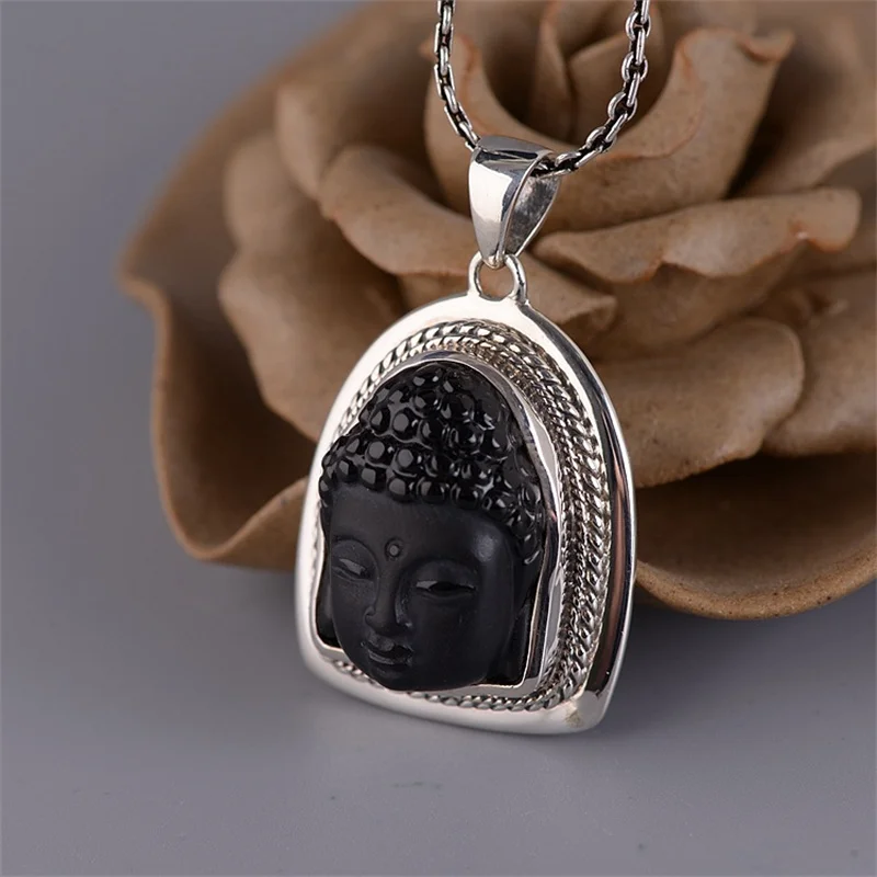 

Уродливый обсидиан, прозрачный белый кристалл, кулон Будды, без цепочки для мужчин и женщин, унисекс, буддийский подарок, ювелирные изделия, серебряное ожерелье 925 пробы