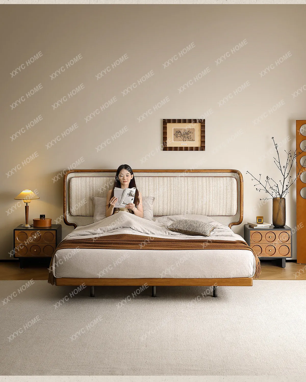 Medieval windbed Solid wood fabric High PC and console game bed rest