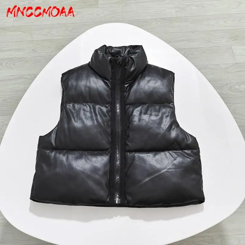 

MNCCMOAA-Sleeveless Vest Coat for Women, Loose Parka, Stand Neck, Zip Waistcoats, Casual Tank Top, Fashion, 2024 Winter