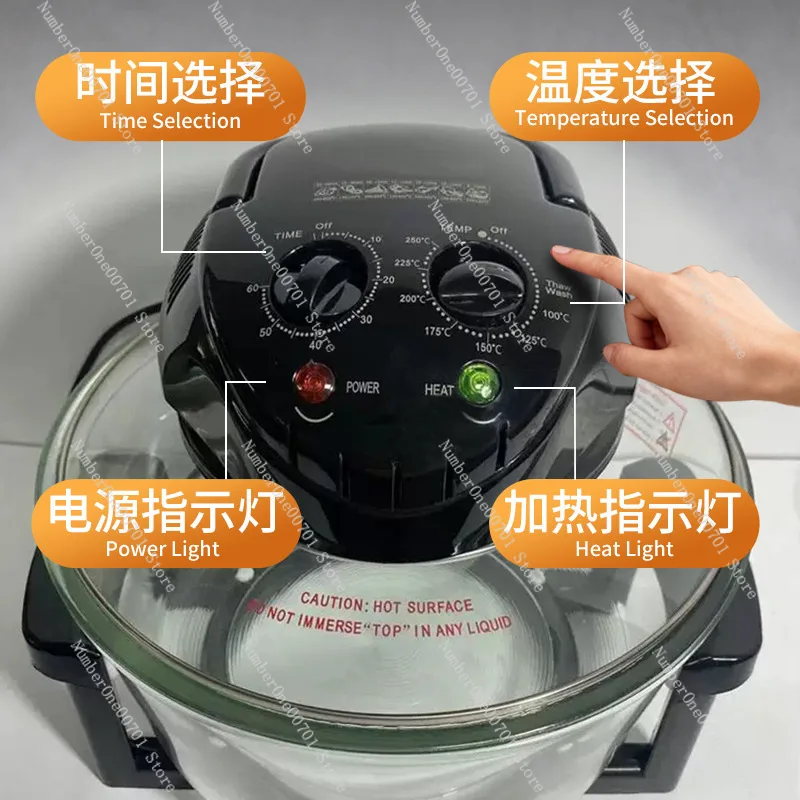 Household Air Fryer, EU Plug  Infrared Convection Oven, 17L Large Capacity Visible Electric Fryer