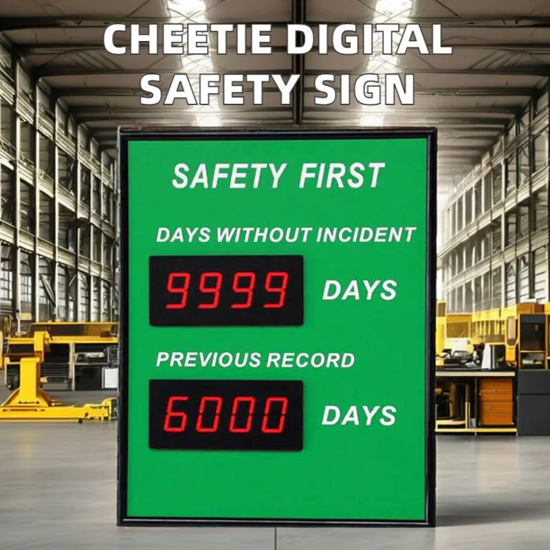 CHEETIE CP99 Fabricado na China Fornecedores LED Digital Elétrico Personalizado Dias Sem Placa de Sinal de Acidente de Lesões para Segurança