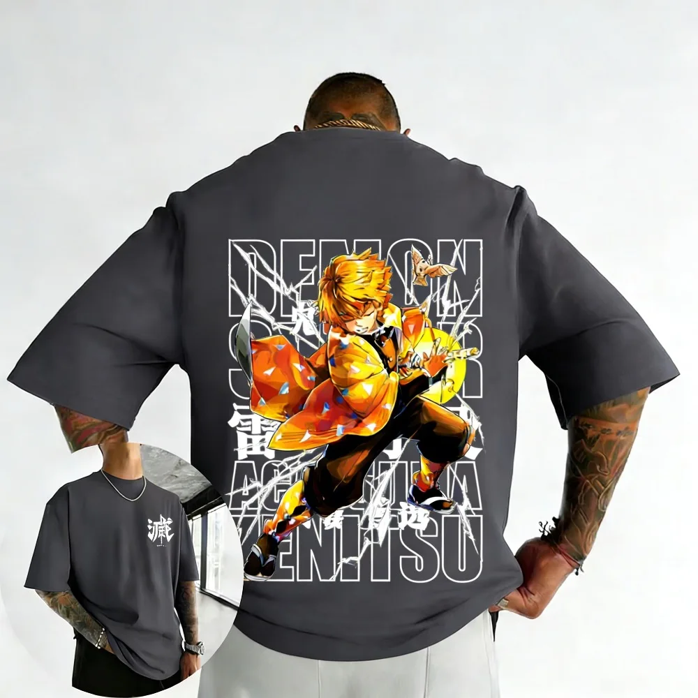Plus Size Demon Slayer Summer Anime Printed Men, Women T-shirt Casual Parent Child Top Fashion Harajuku Style Street Wear Y2K view 5