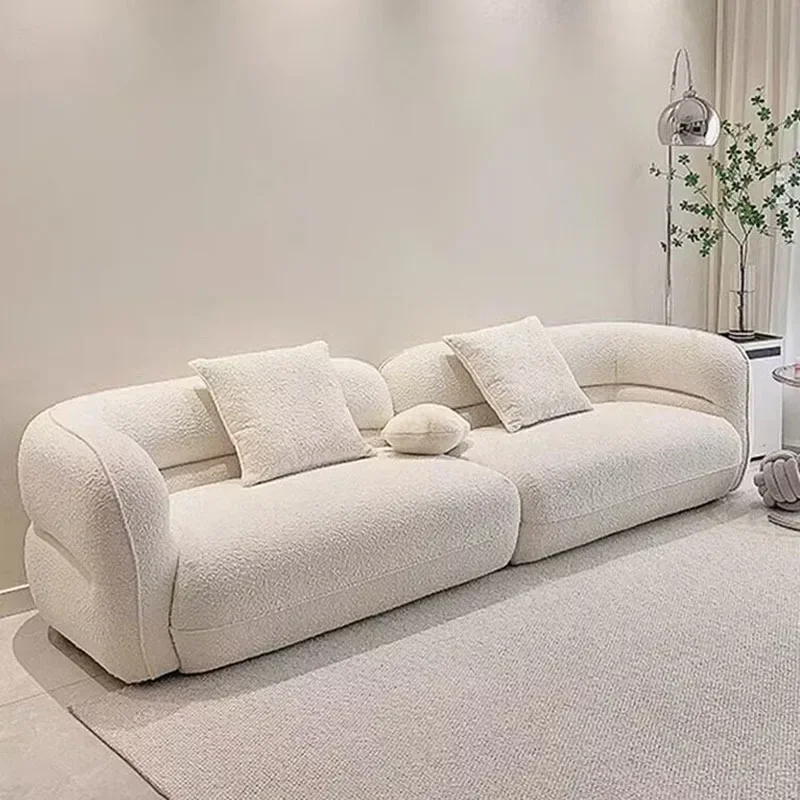 Sofa Living Room Lambswool Three-Seat Designer Internet Celebrity Curved Corner Teddy Plush