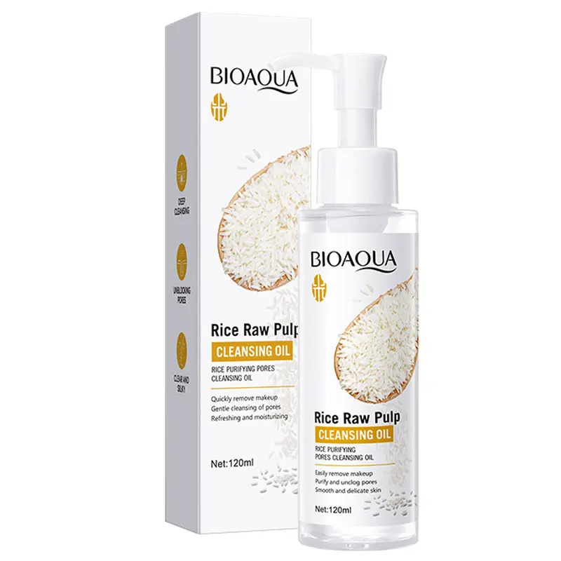 BIOAOUA Rice Raw Pulse Pure Pore Cleansing Oil Makeup Remover Gently Dissolve, Moisturize, Soothe Facial Makeup Remover