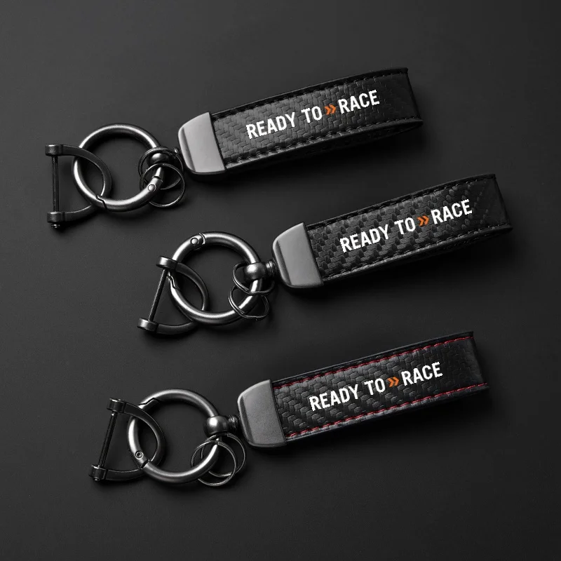 For KTM READY TO RACE ADVENTURE Adv Duke 1190 890 790 690 390 Rc 1290 Keyring Carbon Fiber Textured Keychain Metal Fiber Leather