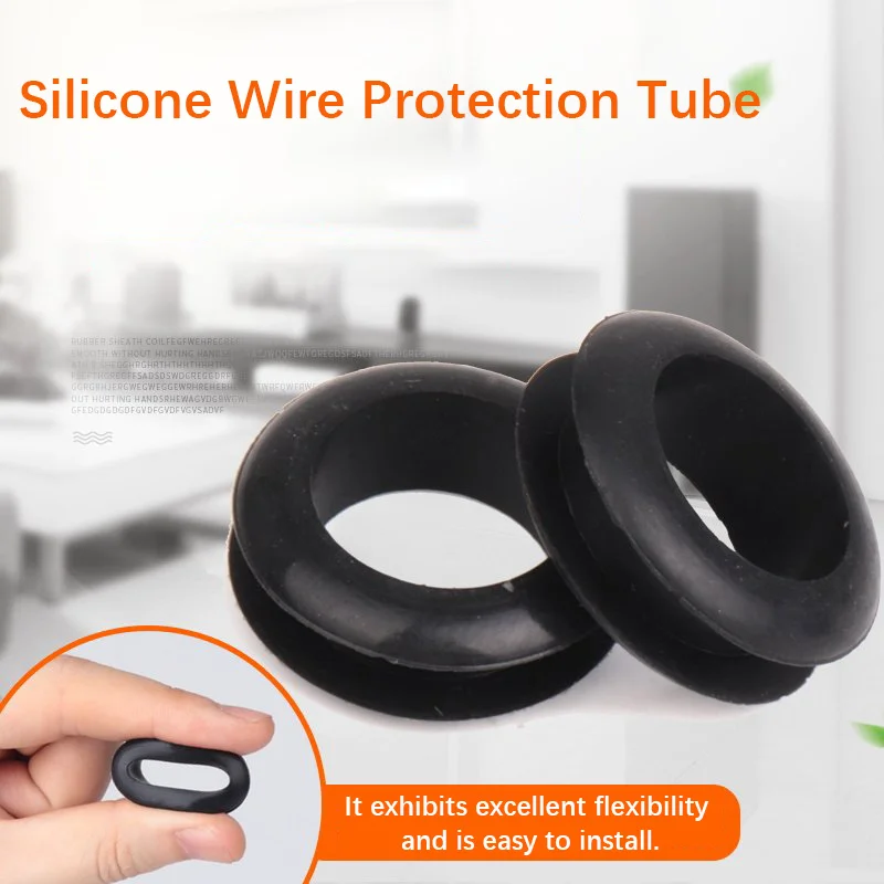 100pcs Widened Slot Raised Silicone Double-Sided Cable Wire Protection Grommet, Heat & Cold Resistant Rubber Guide Seal Gasket