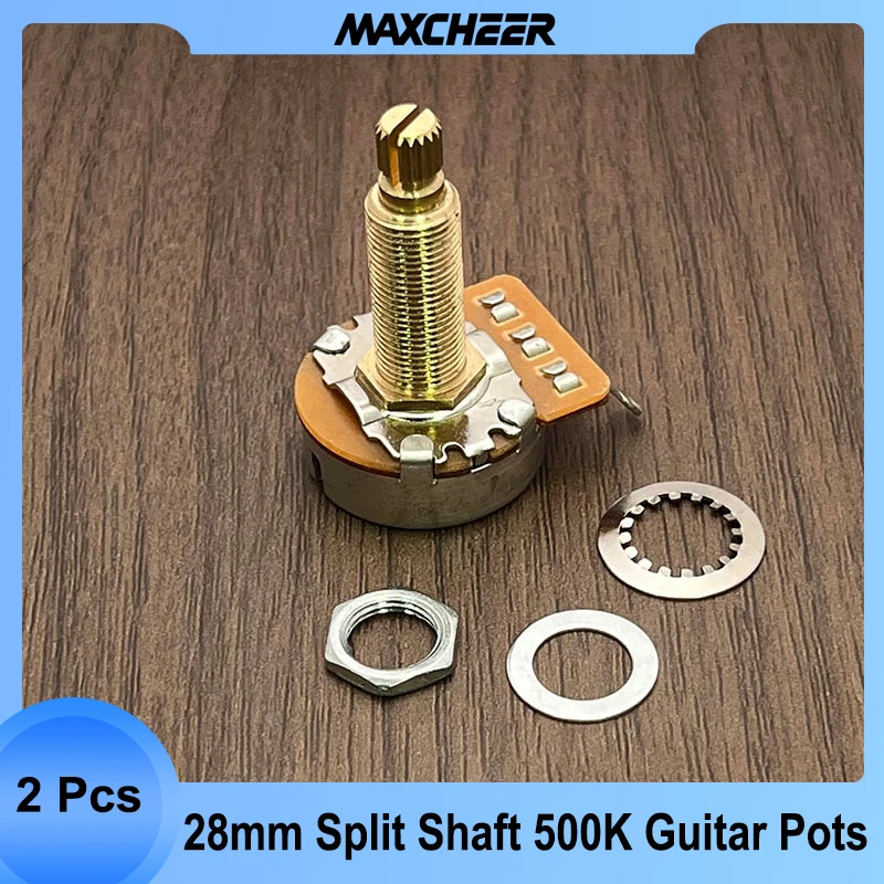 2Pcs, 28mm Long Split Shaft 500K Guitar Pots Guitar Potentiometer A500K/B500K Volume/Tone Potentiometer for Electric Guitar