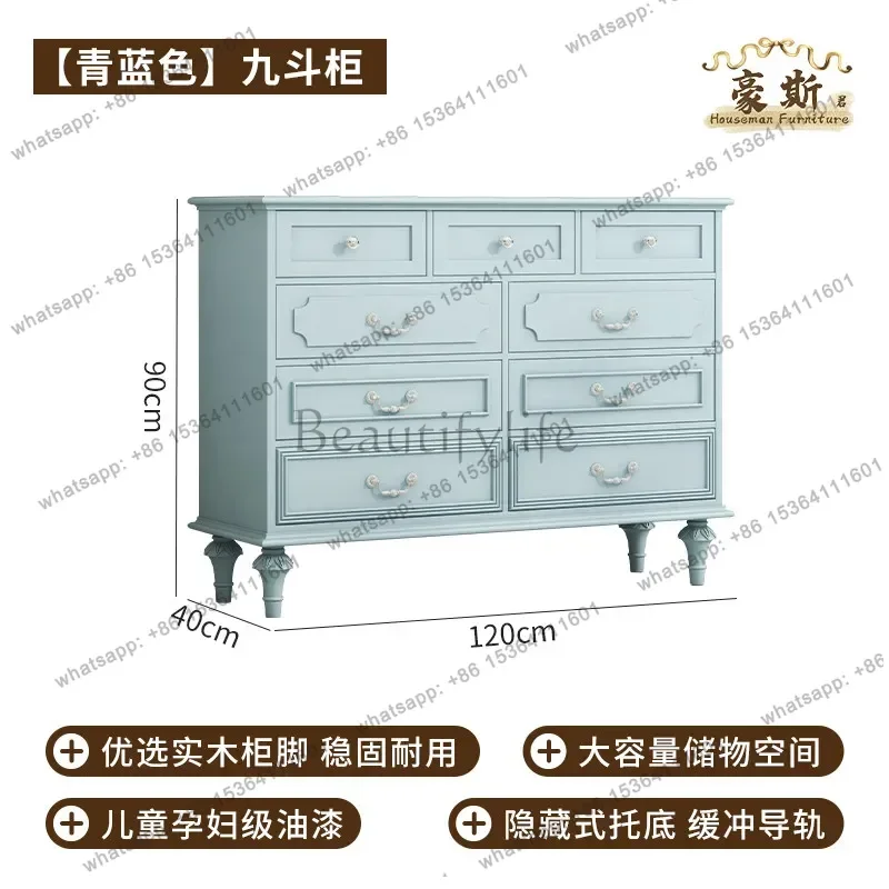 American solid wood chest of drawers living room light luxury five-bucket chest of drawers combined bedroom storage wall storage