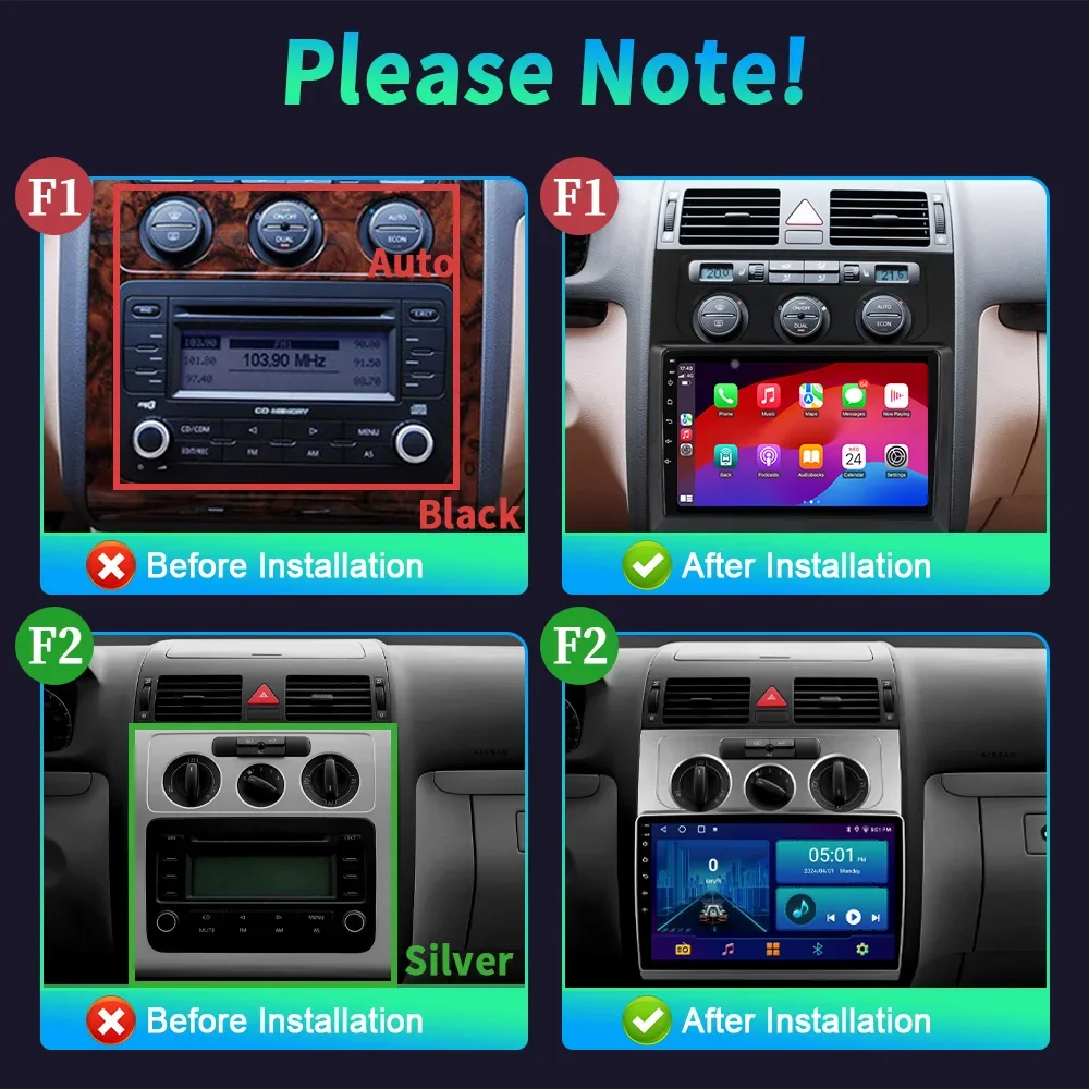 Android 14 For Volkswagen Touran 1 2003-2010 Car Head Units Radio Multimedia Navigation GPS Wireless Carplay Stereo Touch Screen