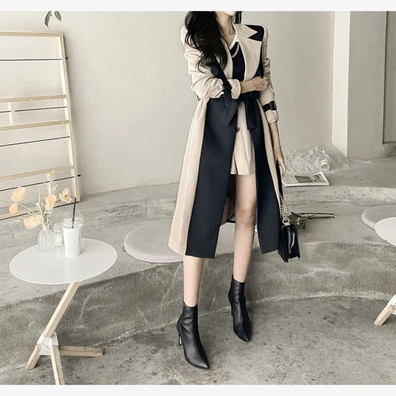 

Women's Trench Coat Spring Autumn Windbreaker Streetwear Outerwear with Belt and Lining
