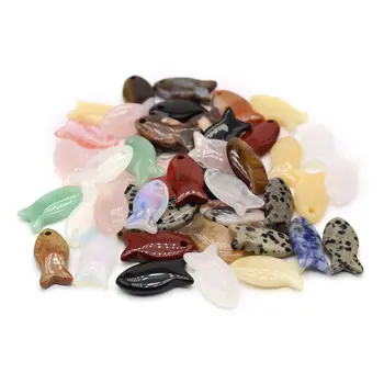 隨機顏色 2 件裝天然石吊墜,可愛動物魚形水晶飾品,適用於珠寶製作 DIY 項鍊耳環配件 8 最佳銷售 寶石飾品 - №2