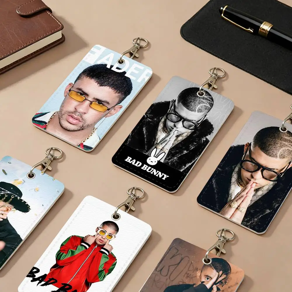 Bad Bunny Pop Music Artist Star PU Leather Card Holders Anti-lost Protective Cover Cases Cards